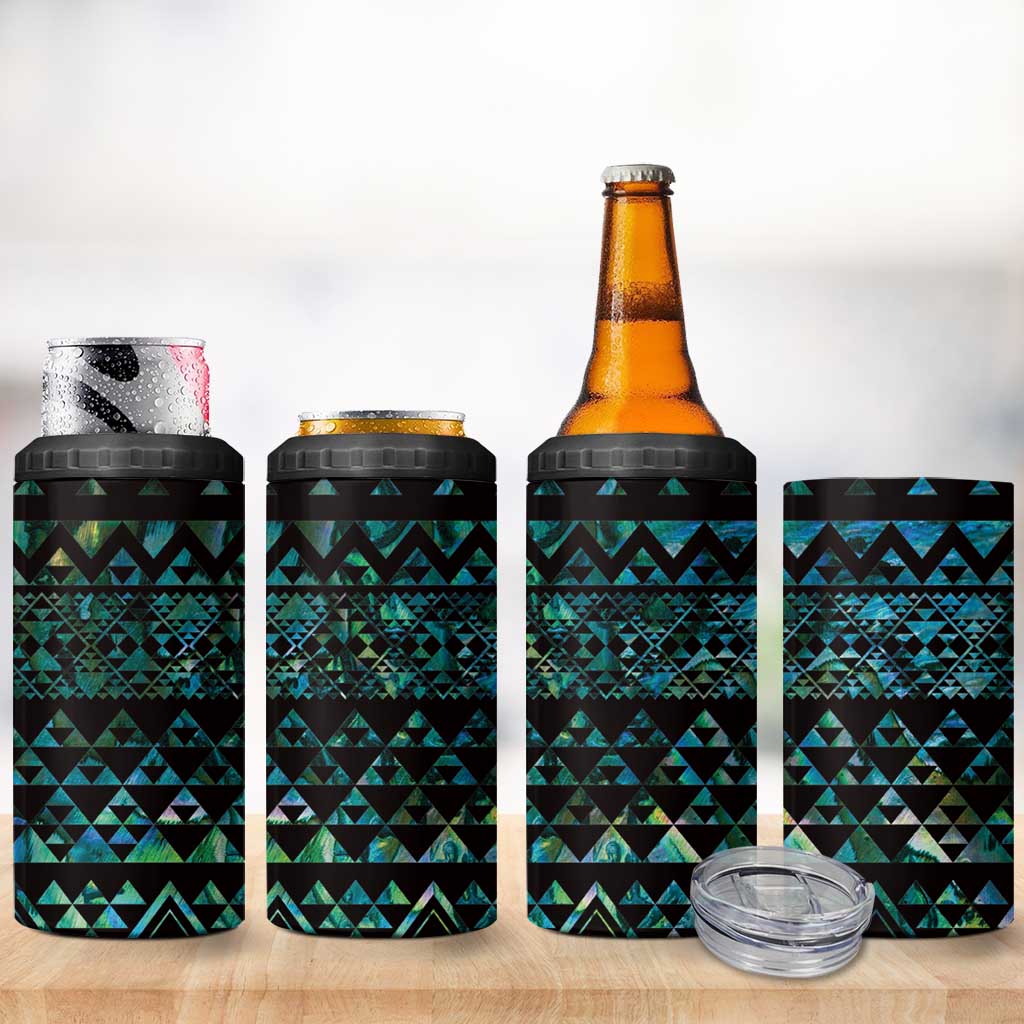 Maori Niho Taniwha Te Wheiao 4 in 1 Can Cooler Tumbler Paua Shell - Aussie Hoodie