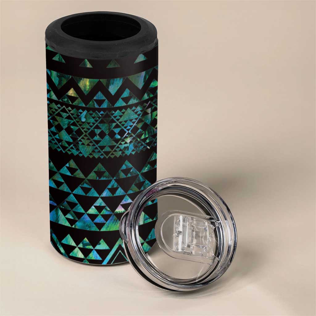 Maori Niho Taniwha Te Wheiao 4 in 1 Can Cooler Tumbler Paua Shell - Aussie Hoodie