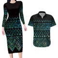 Maori Niho Taniwha Te Wheiao Couples Matching Long Sleeve Bodycon Dress and Hawaiian Shirt Paua Shell - Aussie Hoodie