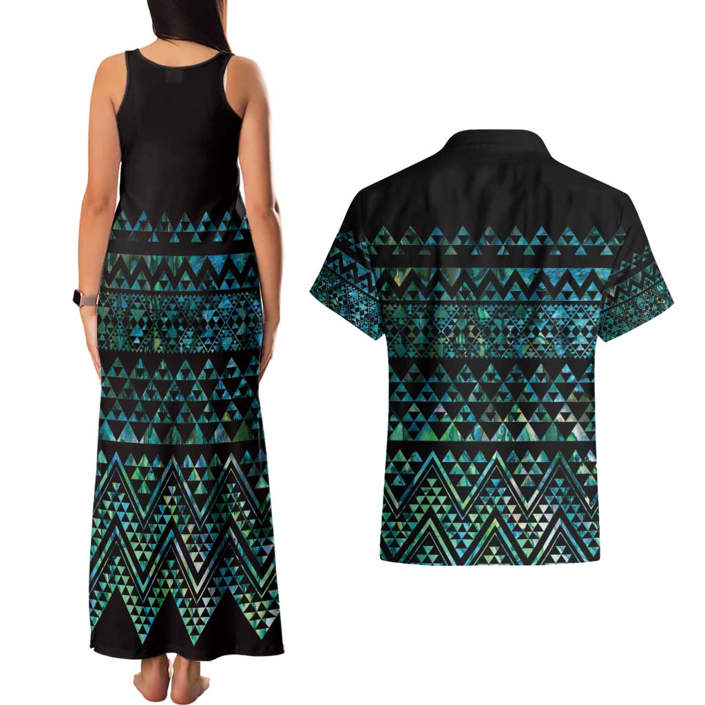 Maori Niho Taniwha Te Wheiao Couples Matching Tank Maxi Dress and Hawaiian Shirt Paua Shell - Aussie Hoodie
