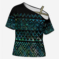 Maori Niho Taniwha Te Wheiao Cross Shoulder Shirt Paua Shell - Aussie Hoodie