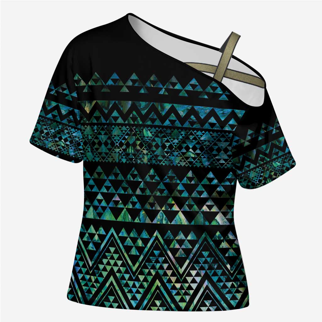 Maori Niho Taniwha Te Wheiao Cross Shoulder Shirt Paua Shell - Aussie Hoodie