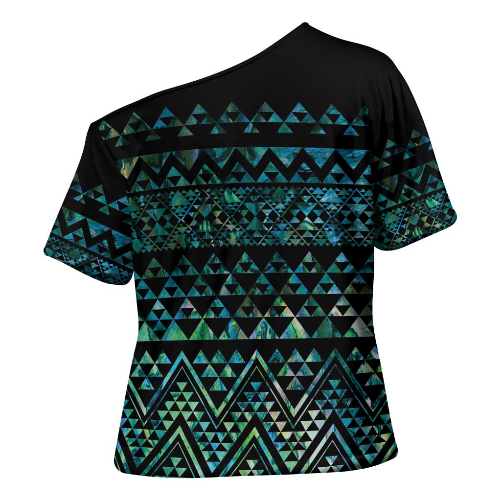 Maori Niho Taniwha Te Wheiao Cross Shoulder Shirt Paua Shell - Aussie Hoodie