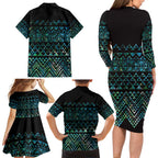 Maori Niho Taniwha Te Wheiao Family Matching Long Sleeve Bodycon Dress and Hawaiian Shirt Paua Shell - Aussie Hoodie