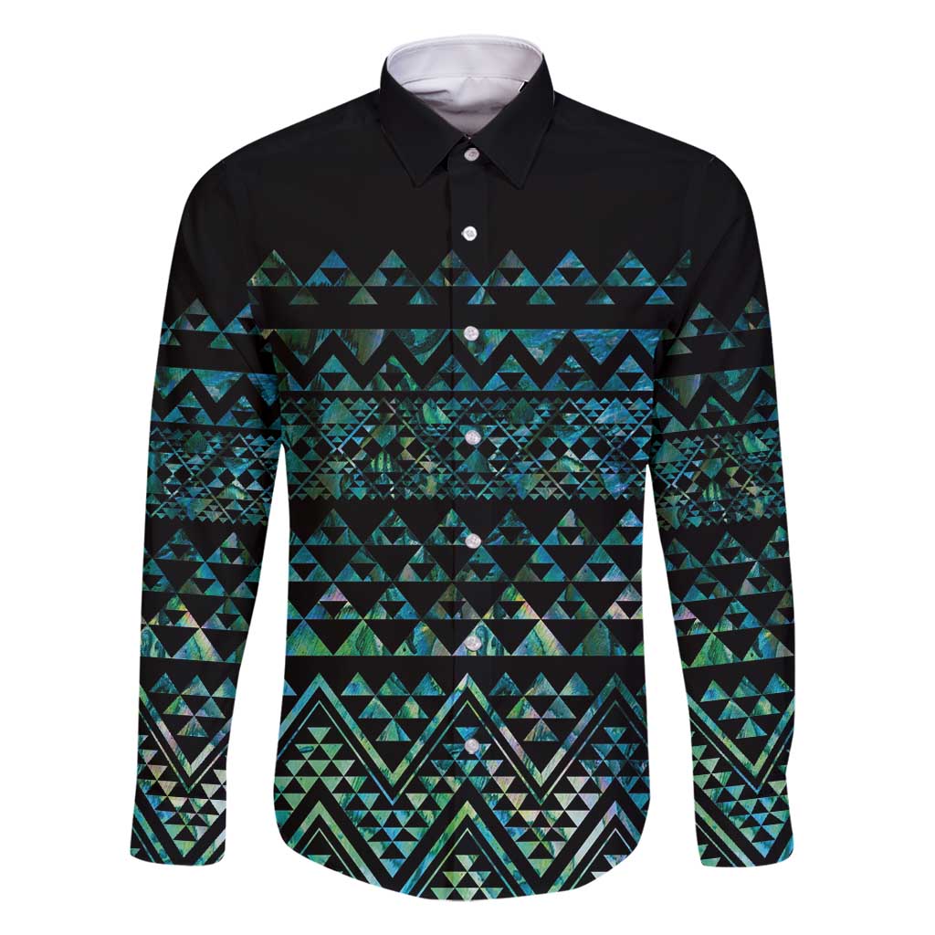 Maori Niho Taniwha Te Wheiao Family Matching Long Sleeve Bodycon Dress and Hawaiian Shirt Paua Shell - Aussie Hoodie
