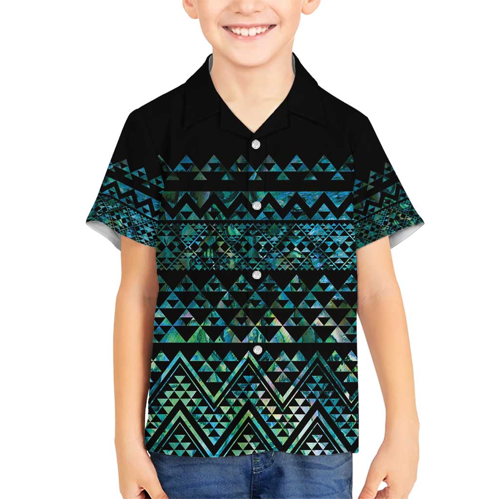 Maori Niho Taniwha Te Wheiao Family Matching Long Sleeve Bodycon Dress and Hawaiian Shirt Paua Shell - Aussie Hoodie