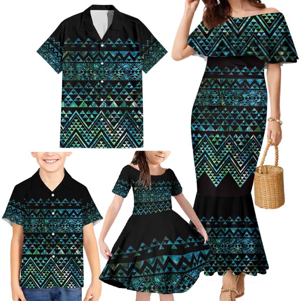 Maori Niho Taniwha Te Wheiao Family Matching Mermaid Dress and Hawaiian Shirt Paua Shell - Aussie Hoodie