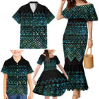 Maori Niho Taniwha Te Wheiao Family Matching Mermaid Dress and Hawaiian Shirt Paua Shell - Aussie Hoodie