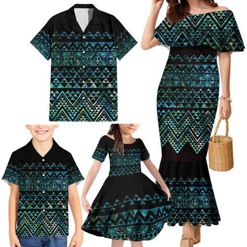 Maori Niho Taniwha Te Wheiao Family Matching Mermaid Dress and Hawaiian Shirt Paua Shell - Aussie Hoodie