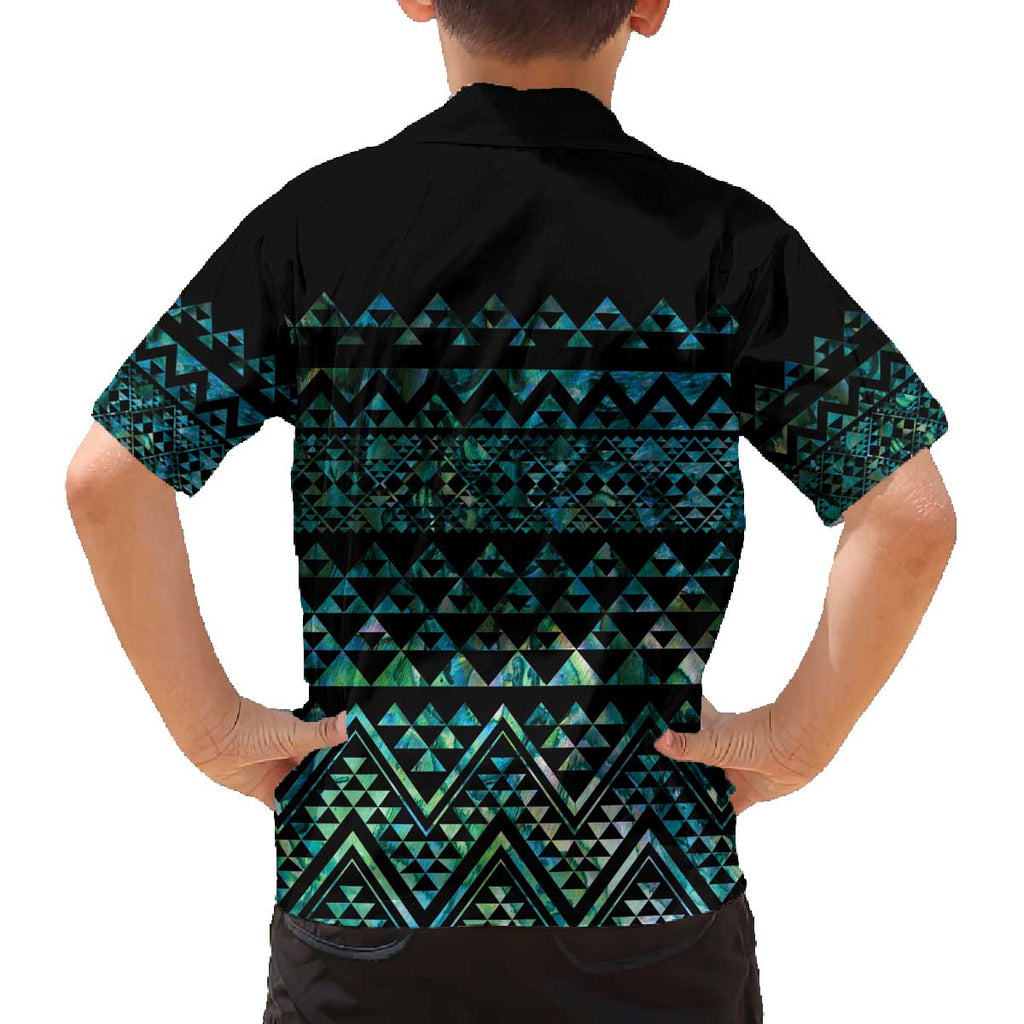 Maori Niho Taniwha Te Wheiao Family Matching Off The Shoulder Long Sleeve Dress and Hawaiian Shirt Paua Shell - Aussie Hoodie