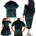 Maori Niho Taniwha Te Wheiao Family Matching Off The Shoulder Long Sleeve Dress and Hawaiian Shirt Paua Shell - Aussie Hoodie