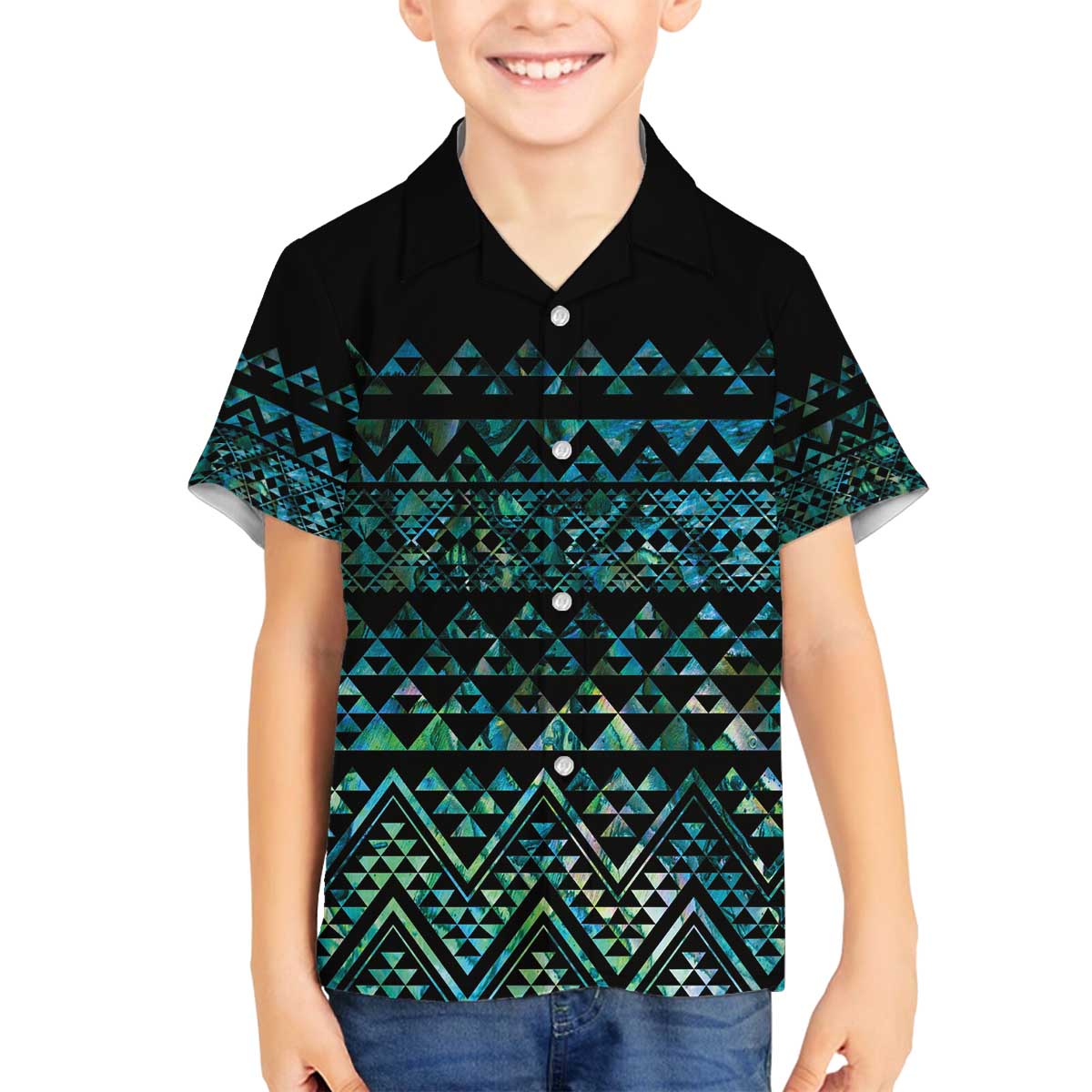 Maori Niho Taniwha Te Wheiao Family Matching Off The Shoulder Long Sleeve Dress and Hawaiian Shirt Paua Shell - Aussie Hoodie