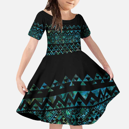 Maori Niho Taniwha Te Wheiao Family Matching Off Shoulder Maxi Dress and Hawaiian Shirt Paua Shell - Aussie Hoodie