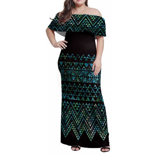 Maori Niho Taniwha Te Wheiao Family Matching Off Shoulder Maxi Dress and Hawaiian Shirt Paua Shell - Aussie Hoodie