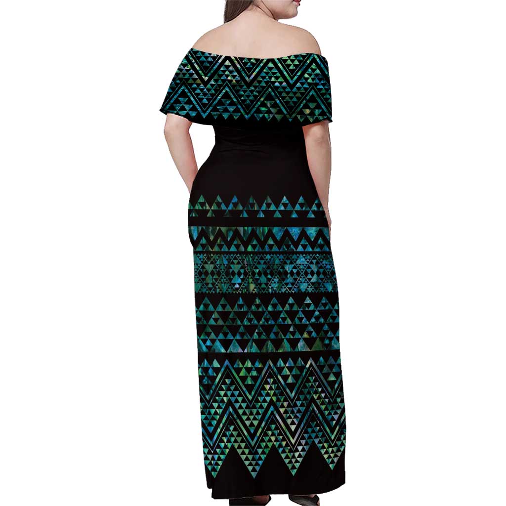 Maori Niho Taniwha Te Wheiao Family Matching Off Shoulder Maxi Dress and Hawaiian Shirt Paua Shell - Aussie Hoodie