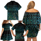 Maori Niho Taniwha Te Wheiao Family Matching Off Shoulder Short Dress and Hawaiian Shirt Paua Shell - Aussie Hoodie