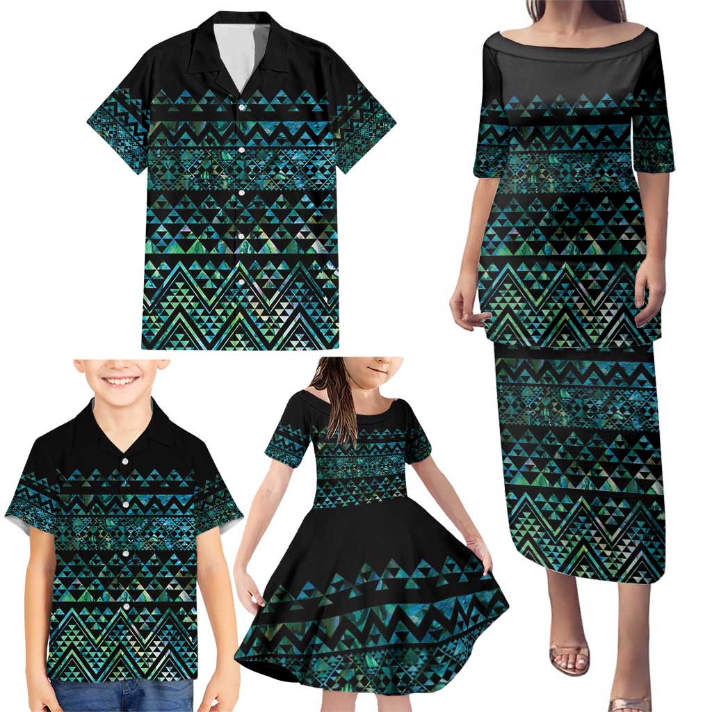 Maori Niho Taniwha Te Wheiao Family Matching Puletasi and Hawaiian Shirt Paua Shell - Aussie Hoodie