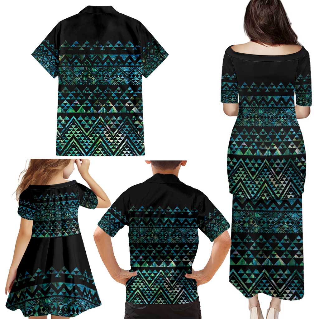 Maori Niho Taniwha Te Wheiao Family Matching Puletasi and Hawaiian Shirt Paua Shell - Aussie Hoodie
