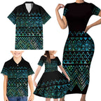 Maori Niho Taniwha Te Wheiao Family Matching Short Sleeve Bodycon Dress and Hawaiian Shirt Paua Shell - Aussie Hoodie