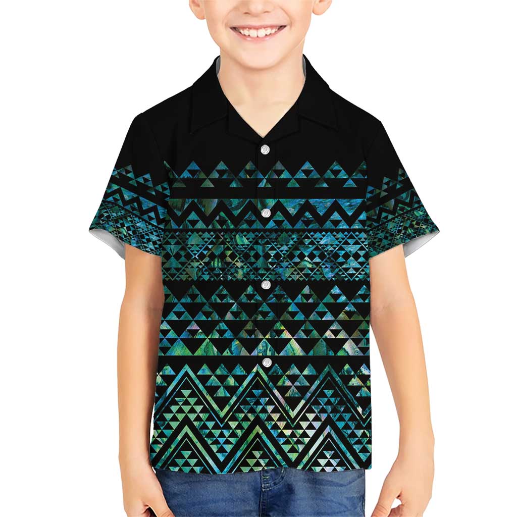Maori Niho Taniwha Te Wheiao Family Matching Short Sleeve Bodycon Dress and Hawaiian Shirt Paua Shell - Aussie Hoodie