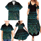 Maori Niho Taniwha Te Wheiao Family Matching Summer Maxi Dress and Hawaiian Shirt Paua Shell - Aussie Hoodie
