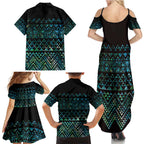 Maori Niho Taniwha Te Wheiao Family Matching Summer Maxi Dress and Hawaiian Shirt Paua Shell - Aussie Hoodie