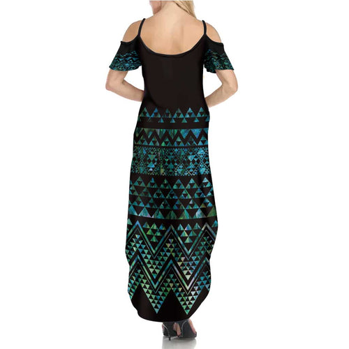 Maori Niho Taniwha Te Wheiao Family Matching Summer Maxi Dress and Hawaiian Shirt Paua Shell - Aussie Hoodie