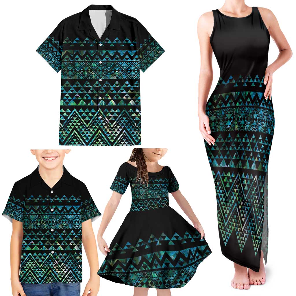 Maori Niho Taniwha Te Wheiao Family Matching Tank Maxi Dress and Hawaiian Shirt Paua Shell - Aussie Hoodie