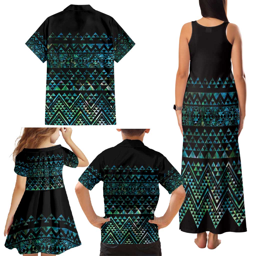 Maori Niho Taniwha Te Wheiao Family Matching Tank Maxi Dress and Hawaiian Shirt Paua Shell - Aussie Hoodie