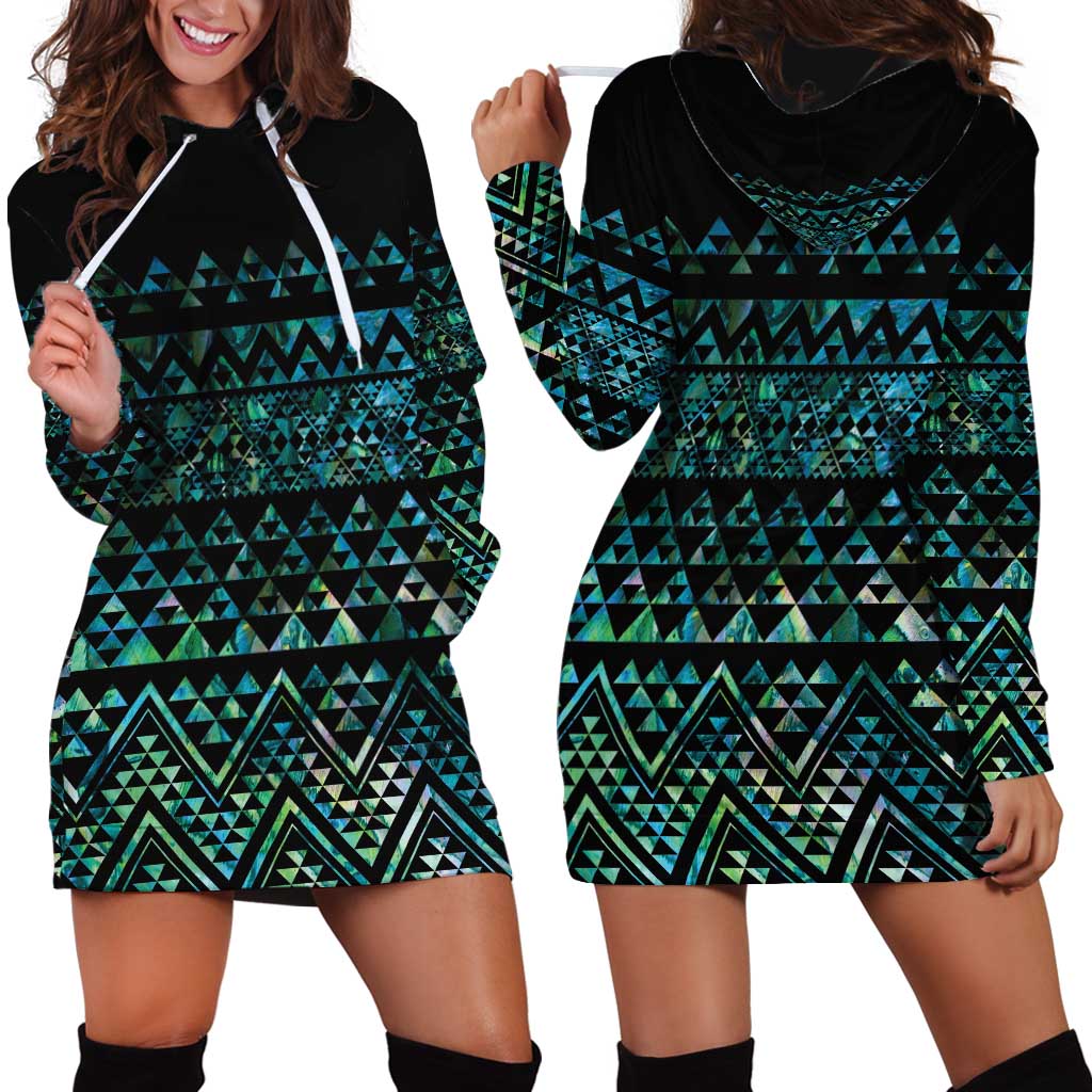 Maori Niho Taniwha Te Wheiao Hoodie Dress Paua Shell - Aussie Hoodie