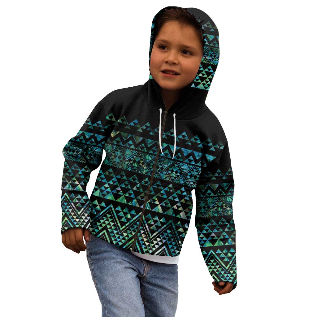 Maori Niho Taniwha Te Wheiao Kid Hoodie Paua Shell - Aussie Hoodie