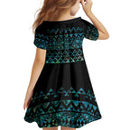 Maori Niho Taniwha Te Wheiao Kid Short Sleeve Dress Paua Shell - Aussie Hoodie