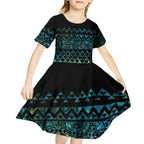 Maori Niho Taniwha Te Wheiao Kid Short Sleeve Dress Paua Shell - Aussie Hoodie