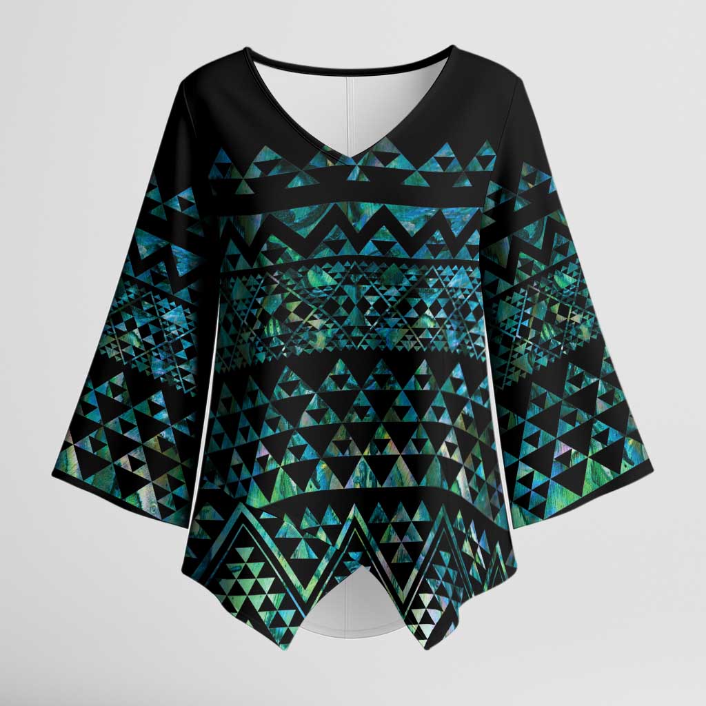 Maori Niho Taniwha Te Wheiao Kimono Sleeve Blouse Paua Shell - Aussie Hoodie
