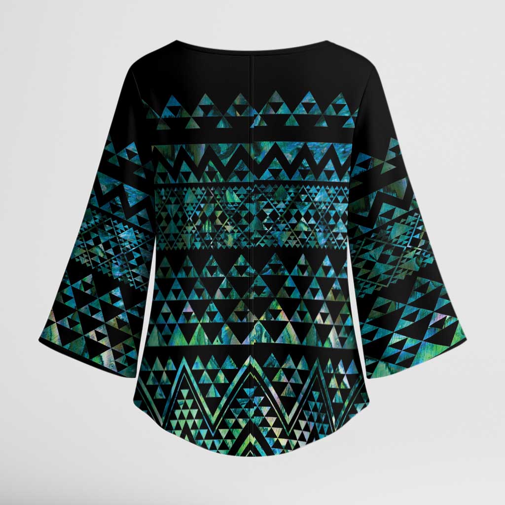 Maori Niho Taniwha Te Wheiao Kimono Sleeve Blouse Paua Shell - Aussie Hoodie