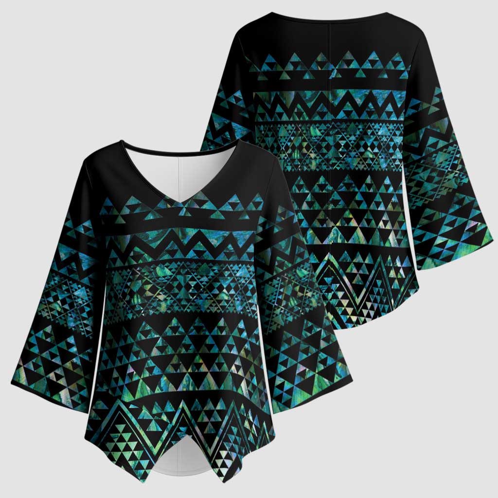 Maori Niho Taniwha Te Wheiao Kimono Sleeve Blouse Paua Shell - Aussie Hoodie