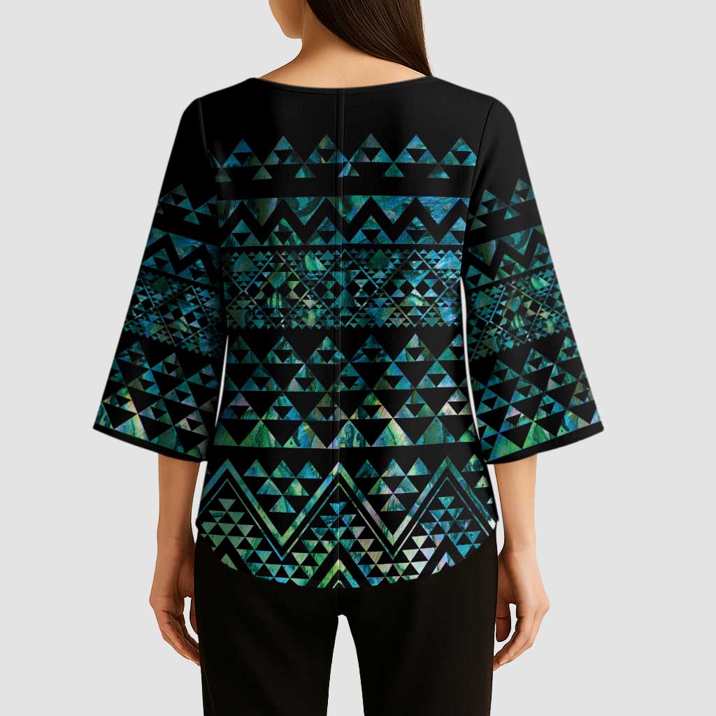Maori Niho Taniwha Te Wheiao Kimono Sleeve Blouse Paua Shell - Aussie Hoodie