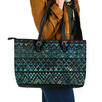 Maori Niho Taniwha Te Wheiao Leather Tote Bag Paua Shell - Aussie Hoodie