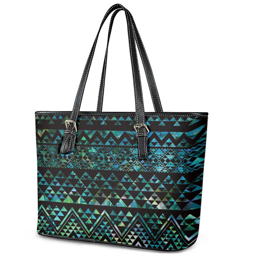Maori Niho Taniwha Te Wheiao Leather Tote Bag Paua Shell - Aussie Hoodie