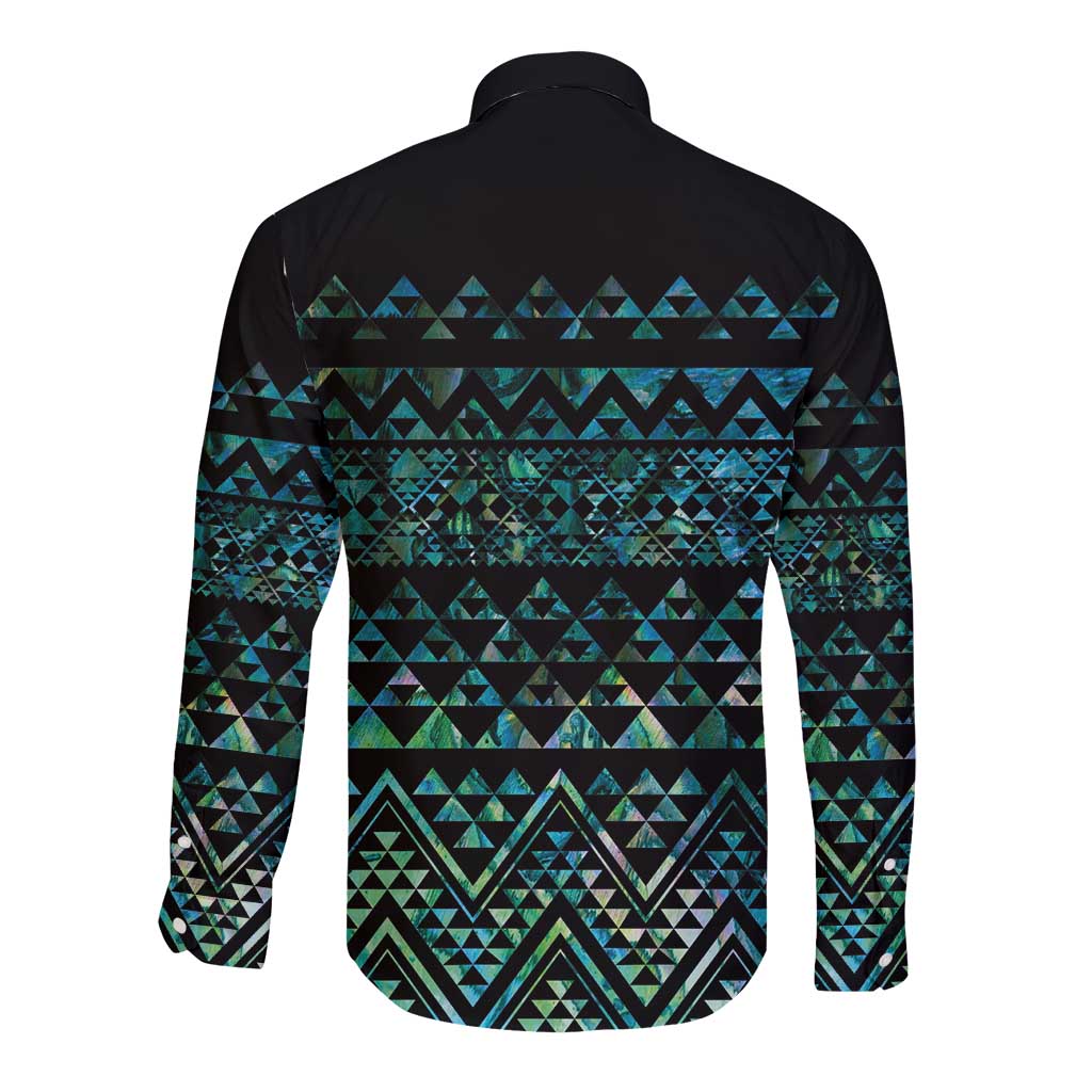 Maori Niho Taniwha Te Wheiao Long Sleeve Button Shirt Paua Shell - Aussie Hoodie