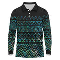 Maori Niho Taniwha Te Wheiao Long Sleeve Polo Shirt Paua Shell - Aussie Hoodie