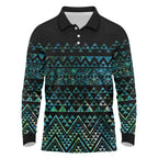 Maori Niho Taniwha Te Wheiao Long Sleeve Polo Shirt Paua Shell - Aussie Hoodie