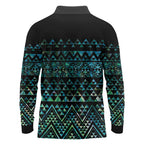 Maori Niho Taniwha Te Wheiao Long Sleeve Polo Shirt Paua Shell - Aussie Hoodie