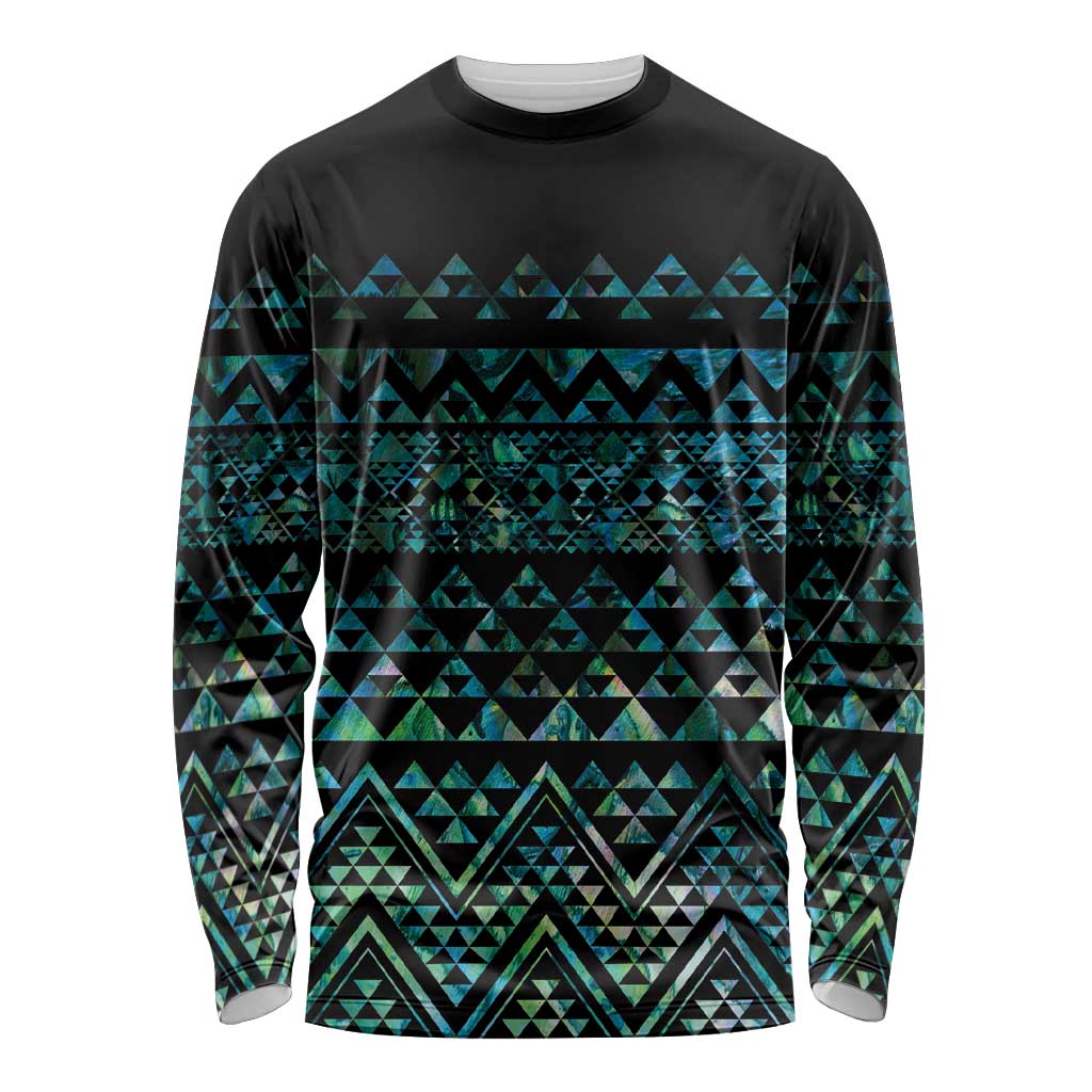 Maori Niho Taniwha Te Wheiao Long Sleeve Shirt Paua Shell - Aussie Hoodie