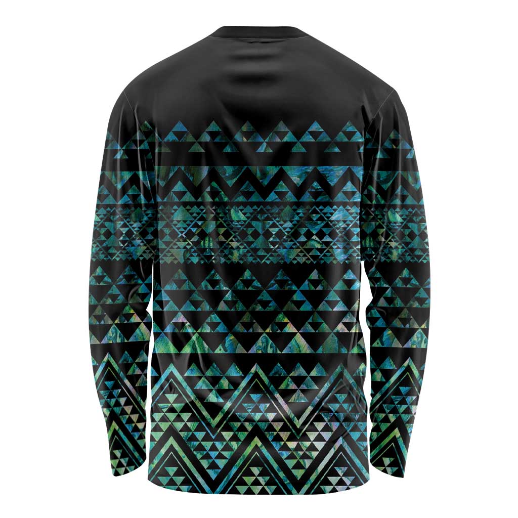 Maori Niho Taniwha Te Wheiao Long Sleeve Shirt Paua Shell - Aussie Hoodie