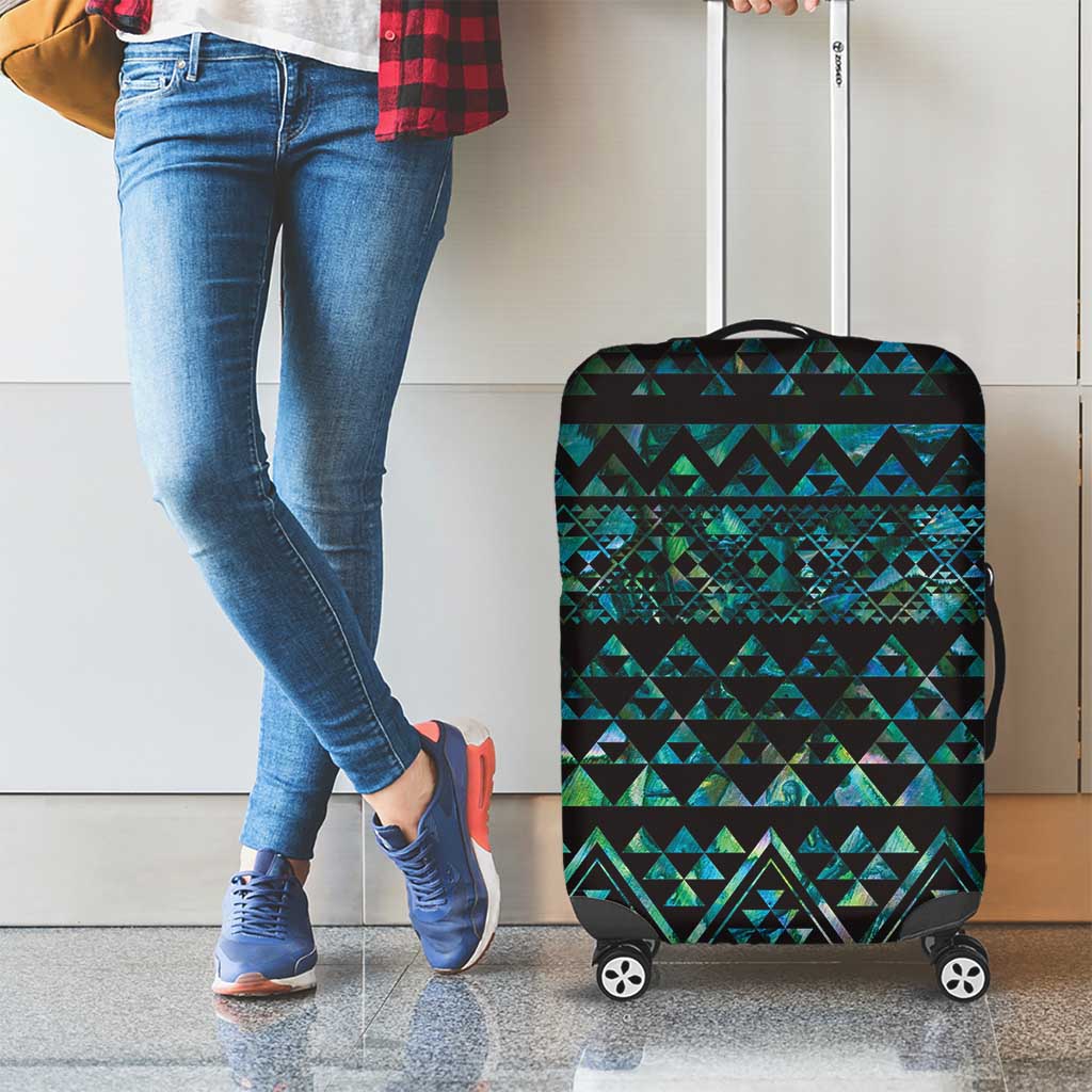 Maori Niho Taniwha Te Wheiao Luggage Cover Paua Shell - Aussie Hoodie