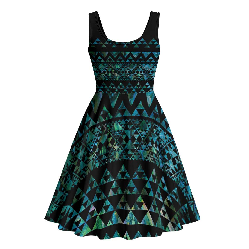 Maori Niho Taniwha Te Wheiao Midi Dress Paua Shell - Aussie Hoodie