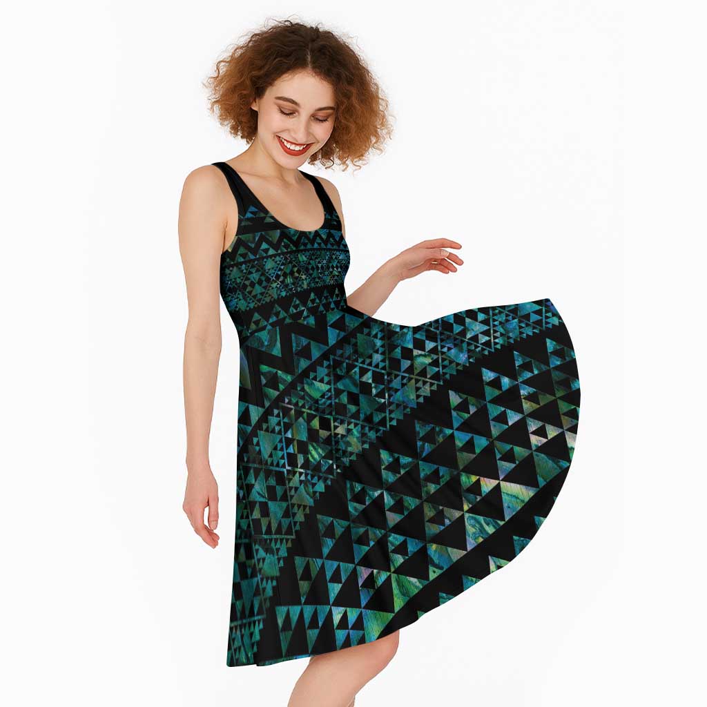Maori Niho Taniwha Te Wheiao Midi Dress Paua Shell - Aussie Hoodie