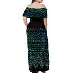 Maori Niho Taniwha Te Wheiao Off Shoulder Maxi Dress Paua Shell - Aussie Hoodie
