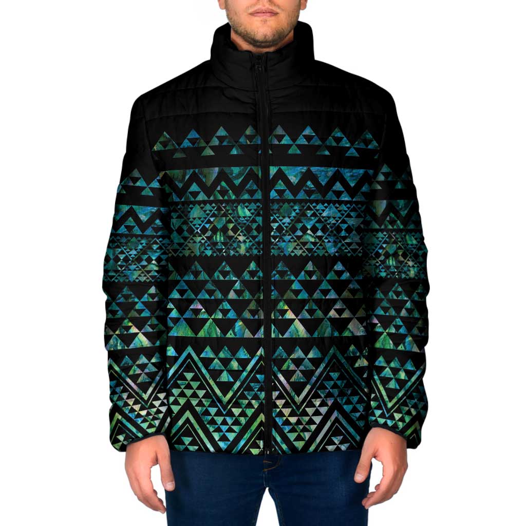 Maori Niho Taniwha Te Wheiao Padded Jacket Paua Shell - Aussie Hoodie